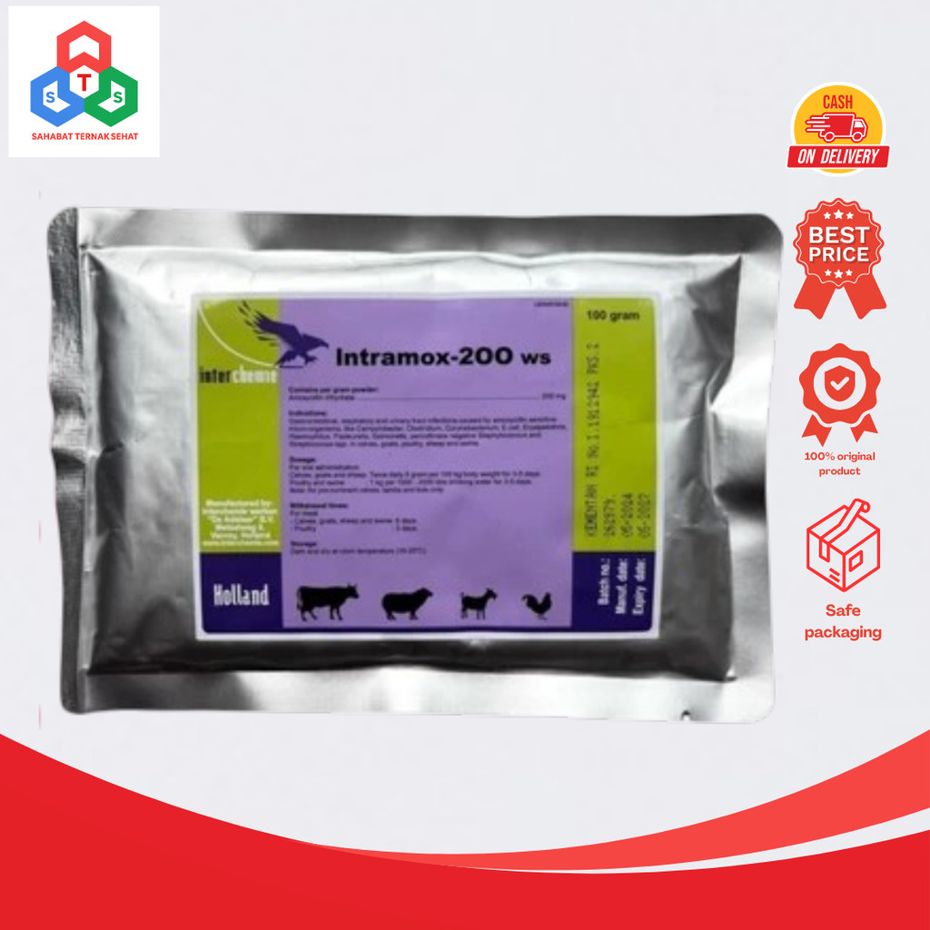Intramox 200 WS 100 gram - Mengobati Infeksi Saluran Pencernaan dan Pernafasan Hewan Ternak