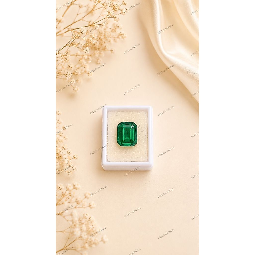Hydrothermal Emerald Hijau Emerald Cut Premium Loose Stone AAA