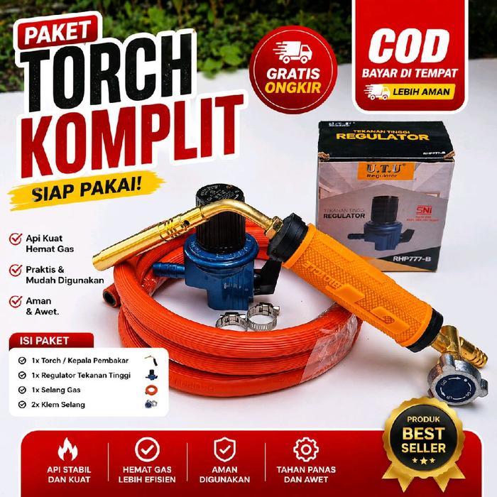 1 set paket komplit Kepala Torch Manual Blow Torch Alat Las Gas Lpg stang las