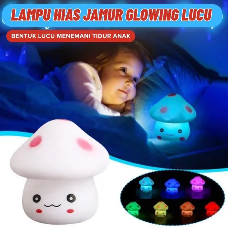 Lampu Jamur Hias Lampu Tidur LED Karakter Warna Warni Lampu LED Warna Lampu Hias