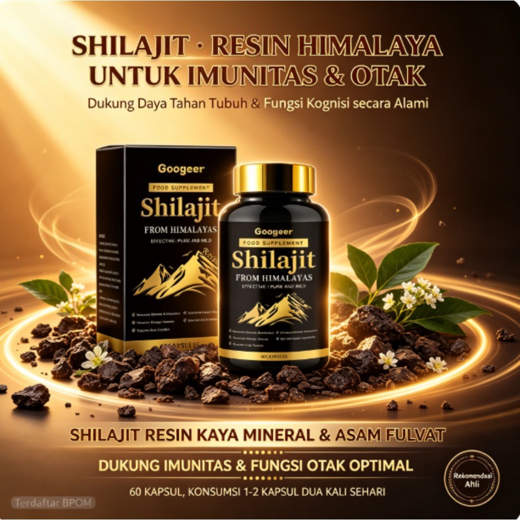 Goog Shilajit 60 Kapsul, Resin Shilajit Himalaya, dukung imunitas & fungsi otak ly73007