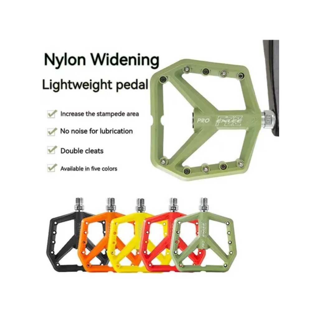 Foto Enlee Pedal Flat Nylon Fiber Tapak Lebar DU Bearing & Bushing sepeda MTB downhill Enduro