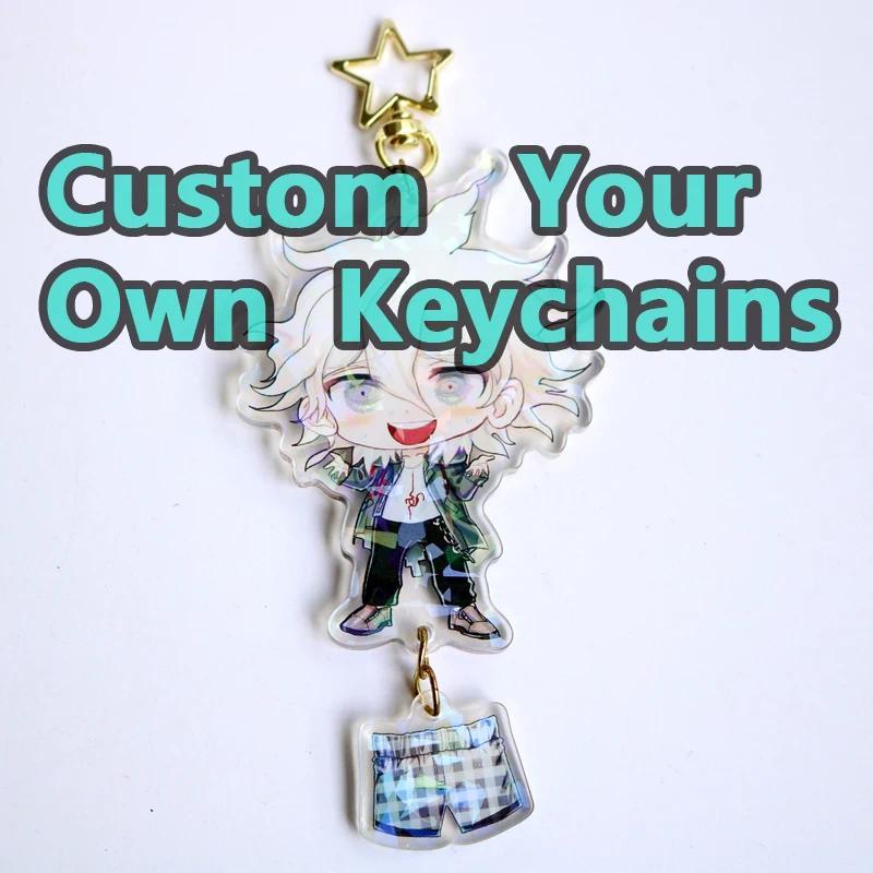 Custom Keychains Cartoon Llavero Key Chain Photo Customized Anime Charms Hologram Clear Acrylic Pers