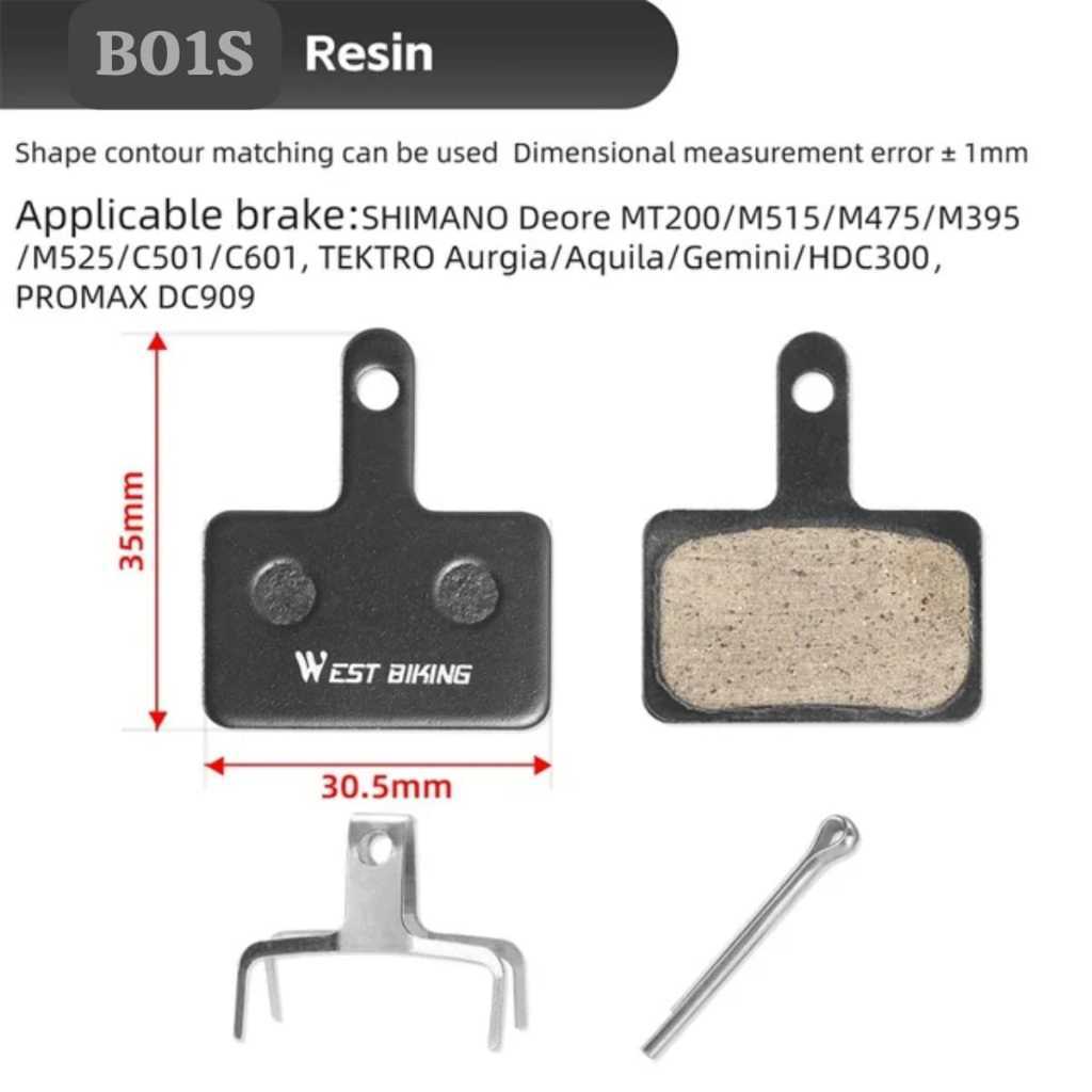 Foto West Biking Brakepad Kampas Rem Brake Pad Resin Pengganti Shimano B01S B05S MT200 & non series Kotak Sepeda