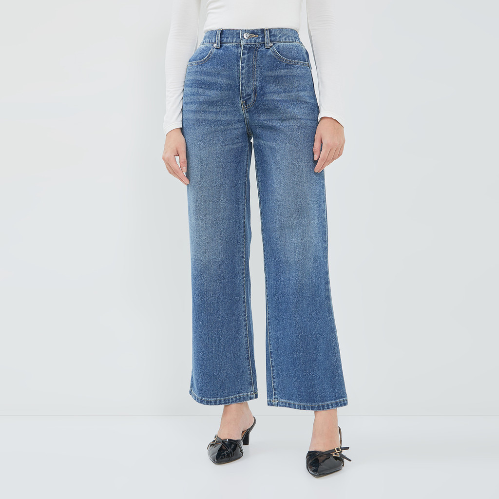 DUST Celana High Loose Jeans Sinra Medium Light Blue Comfease (D.39177)