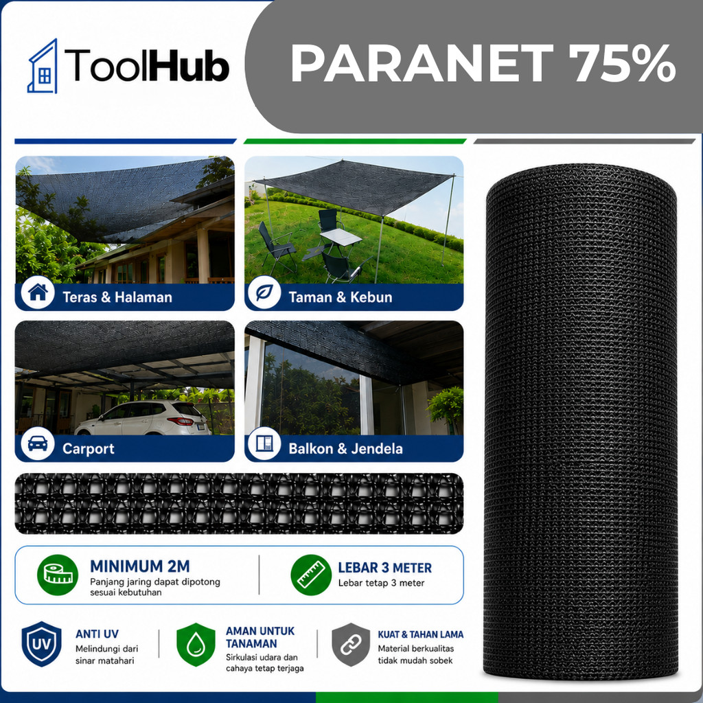 Paranet 75% Anti UV – Jaring Penutup & Peneduh Tanaman