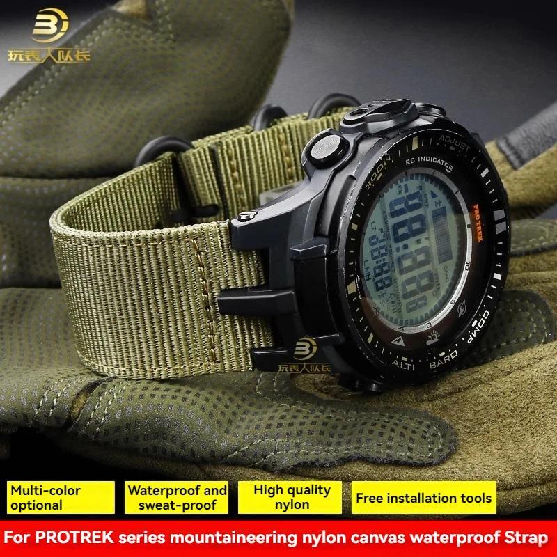 Nylon Wat Strap For Casio PROTREK PRW 3100 Mofied PRW3000 PRW3100 PRW6000 PRW-6100Y Canvas Bracelet 