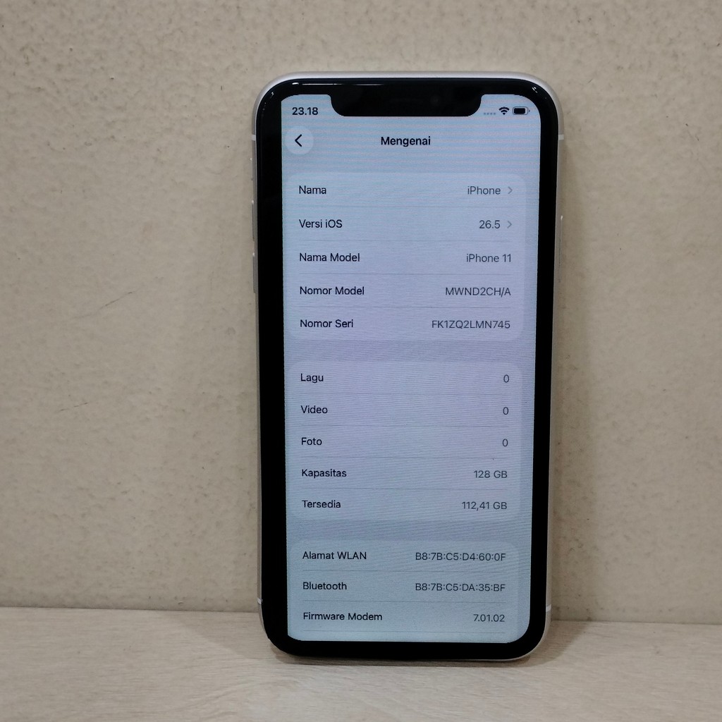 (N745-7) IPHONE 11 RAM 128GB (INTER) CH/A, BATANGAN NO CHARGER "735252"