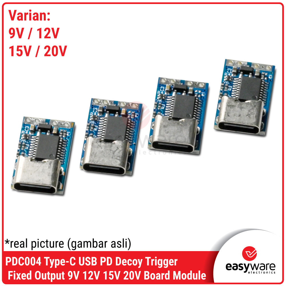 PDC004 USB-C PD Decoy Trigger Fixed Output 9V 12V 15V 20V — Modul Trigger USB PD Compact Compatible