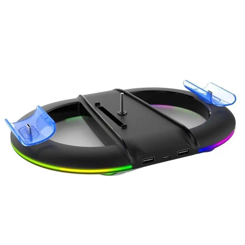 Ipega PGP5S045 Vertical Stand For PS5 SlimPro,MultiFunction Dock RGB Lighting, Headset Hook& Dual Co
