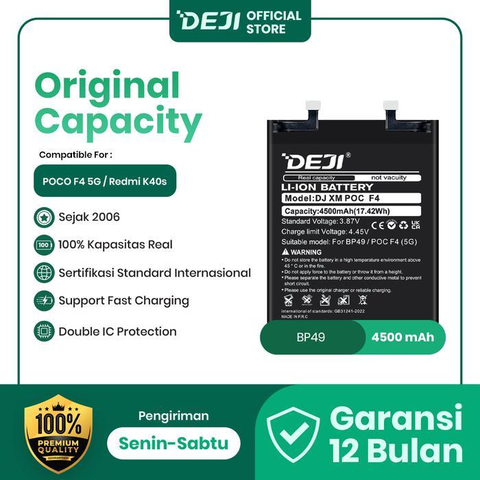 DEJI Baterai For BP49 Poco F4 5G / Redmi K40S 4500mAh 3.87V Original Capacity