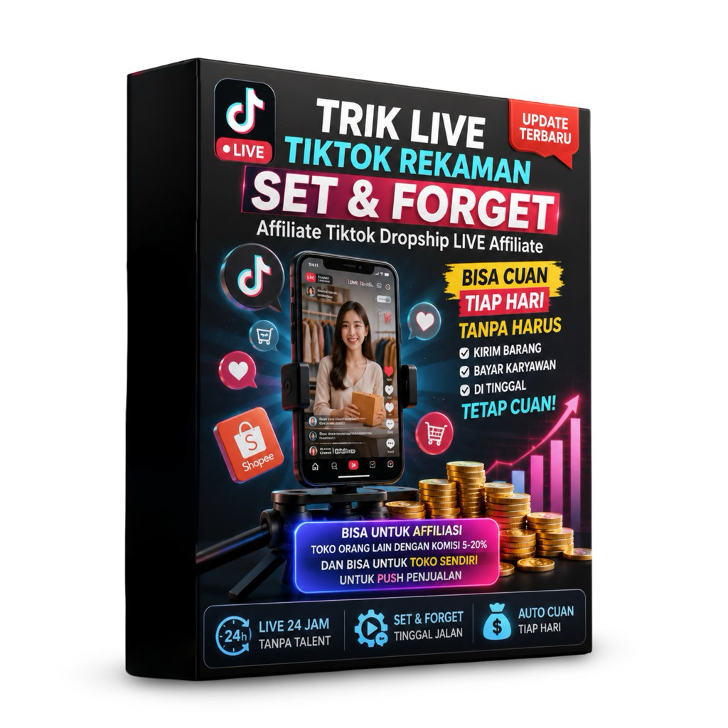 TRIK LIVE TIKTOK REKAMAN SET & FORGET -  Affiliate Tiktok Dropship LIVE Affiliate - Kedai Digital St