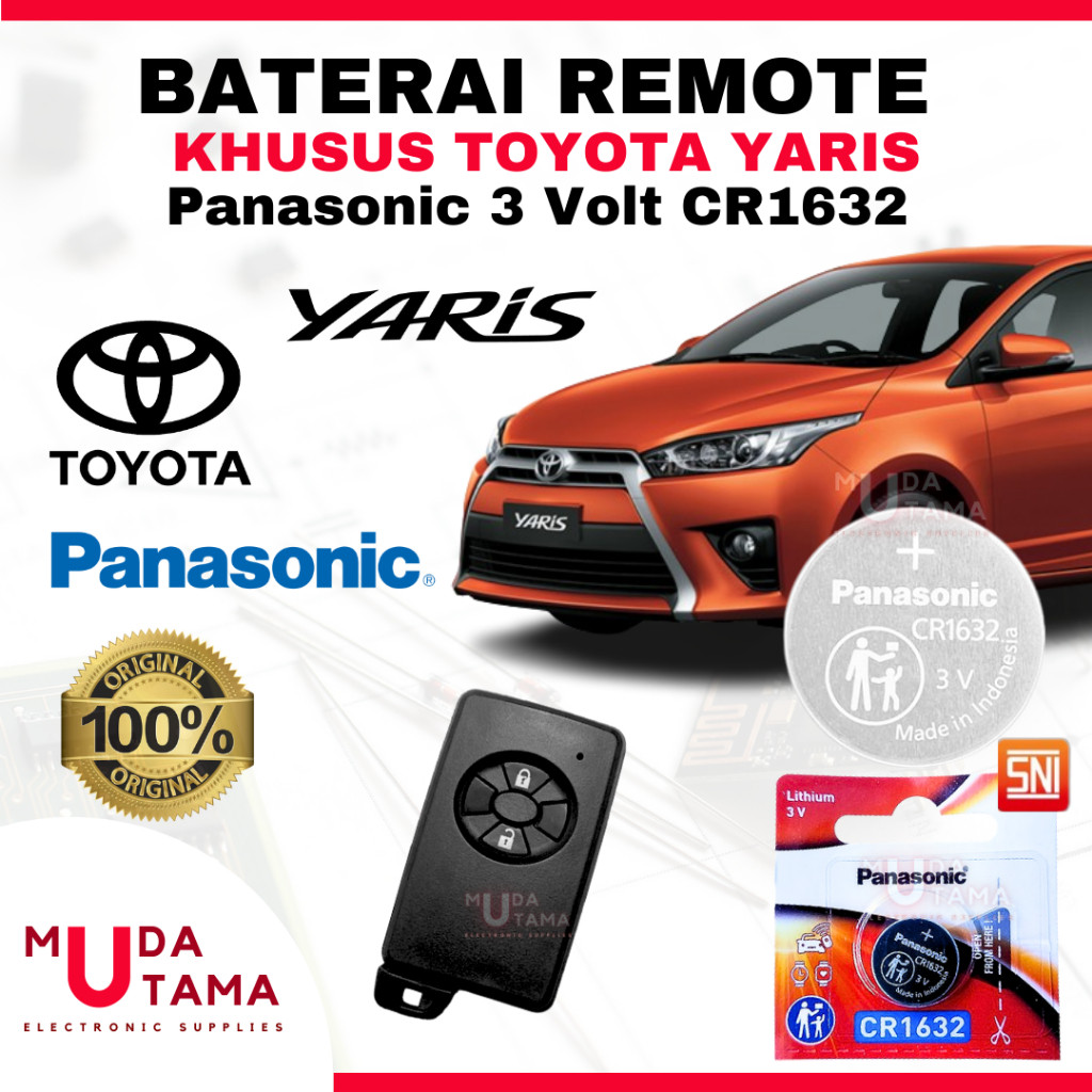 Baterai Remote YARIS - ORIGINAL PANASONIC CR1632 | Battery Remote TOYOTA YARIS | Baterai Kunci Remot