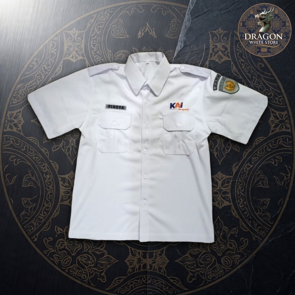 Kemeja PDH KAI Seragam Kereta Api Indonesia Baju R6 Putih Commuter Bandara Properti Wisata Size S-XX