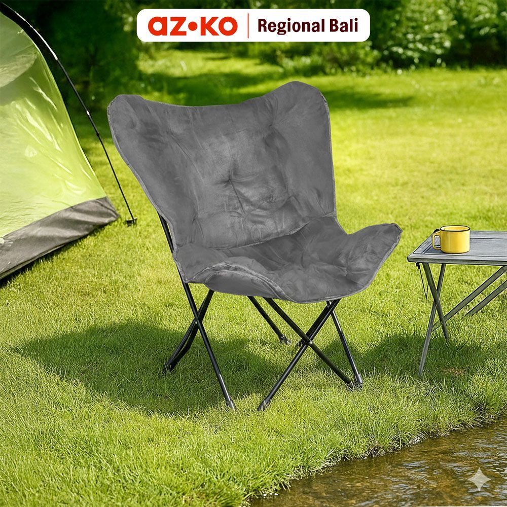 AZKO Soleil Butterfly Kursi Lipat Fabric - Abu-Abu Tua Folding Chair Kursi Portable Chair Lipat Seat