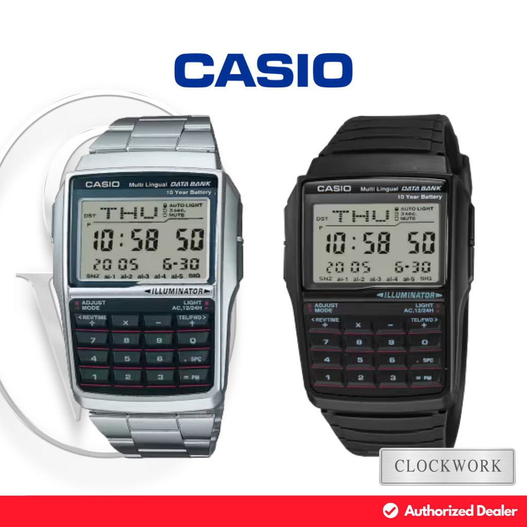 Jam Tangan Unisex Casio General DBC-32 Rantai / Resin Vintage Classic Data Bank Digital Kalkulator