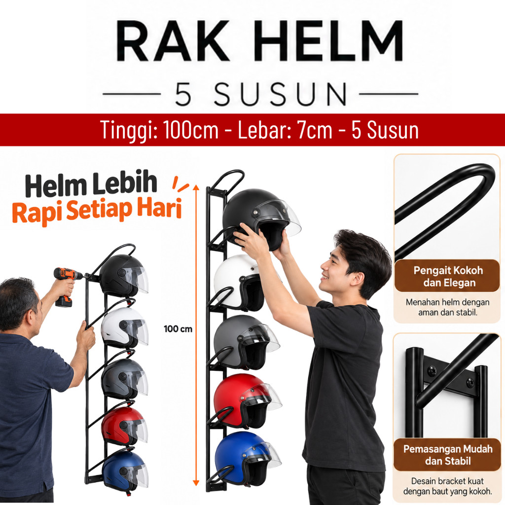 GANTUNGAN HELM DINDING RAK PENYIMPANAN HELM Rak Helm Dinding Gantung