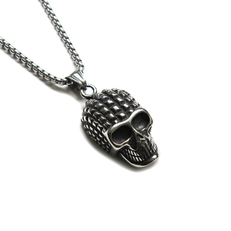 Tengkorak Baja Titanium Hewan Kartun Titanium Steel Liontin Kalung Stainless Steel Pria