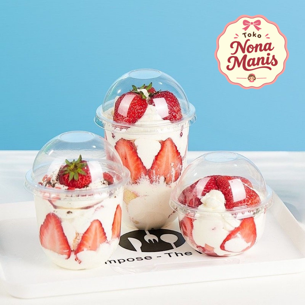 (1 set) DESSERT CUP BOBA / U cup / CUP MOCHI KUE / CUP DESSERT 250ml Mika Kue Mini /  Cup Dome Bulat