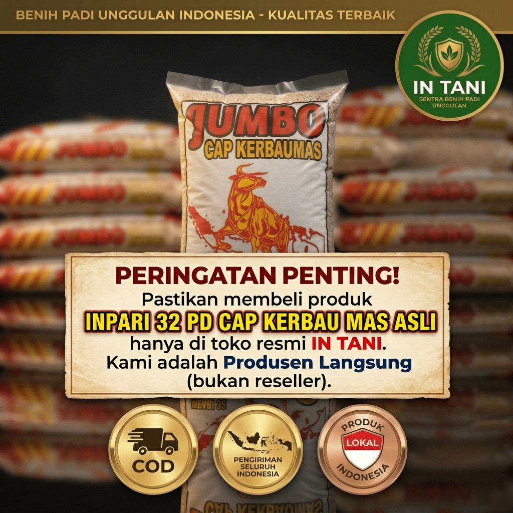 Benih Padi Inpari 32 PD Cap Kerbau Mas 5kg - Produsen Resmi Original 100% Sertifikat Label Biru