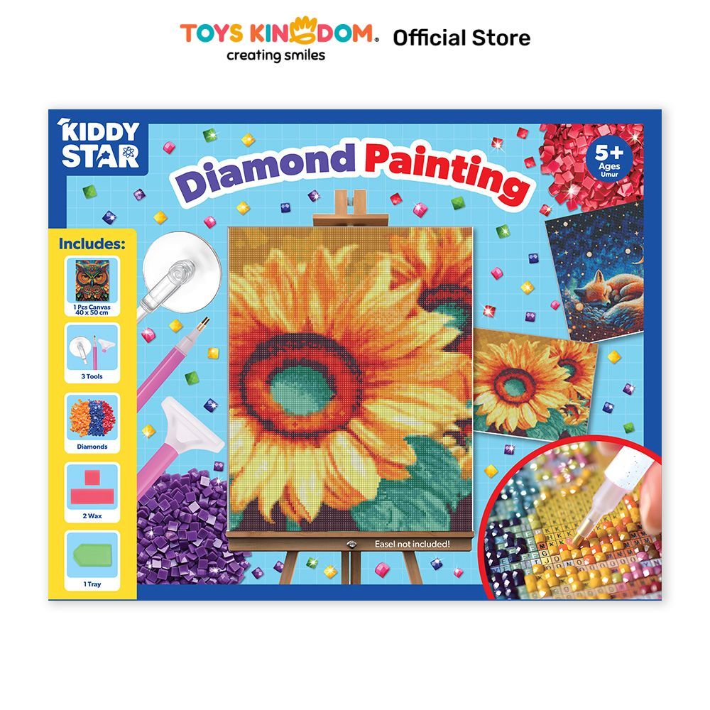 Toys Kingdom Kiddy Star 40x50 cm Set Diamond Painting Sunflowers Lukisan Kristal Mozaik Kit Hobi Ker