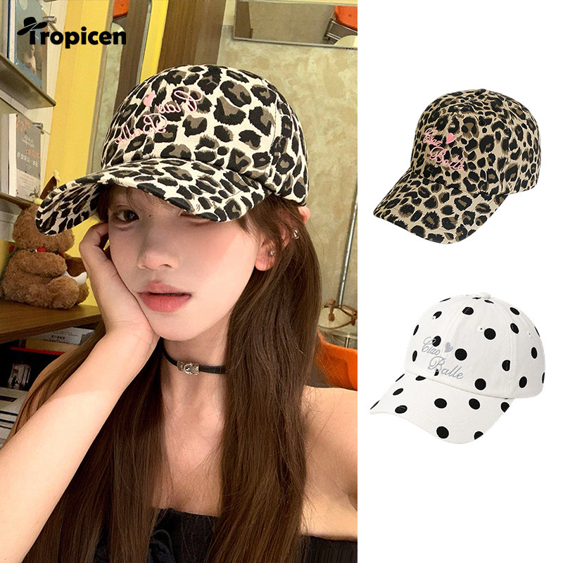 COD Topi Baseball Motif Leopard Y2K untuk Wanita, Topi Visor Bordir Huruf, Topi Trendi, Modis untuk 