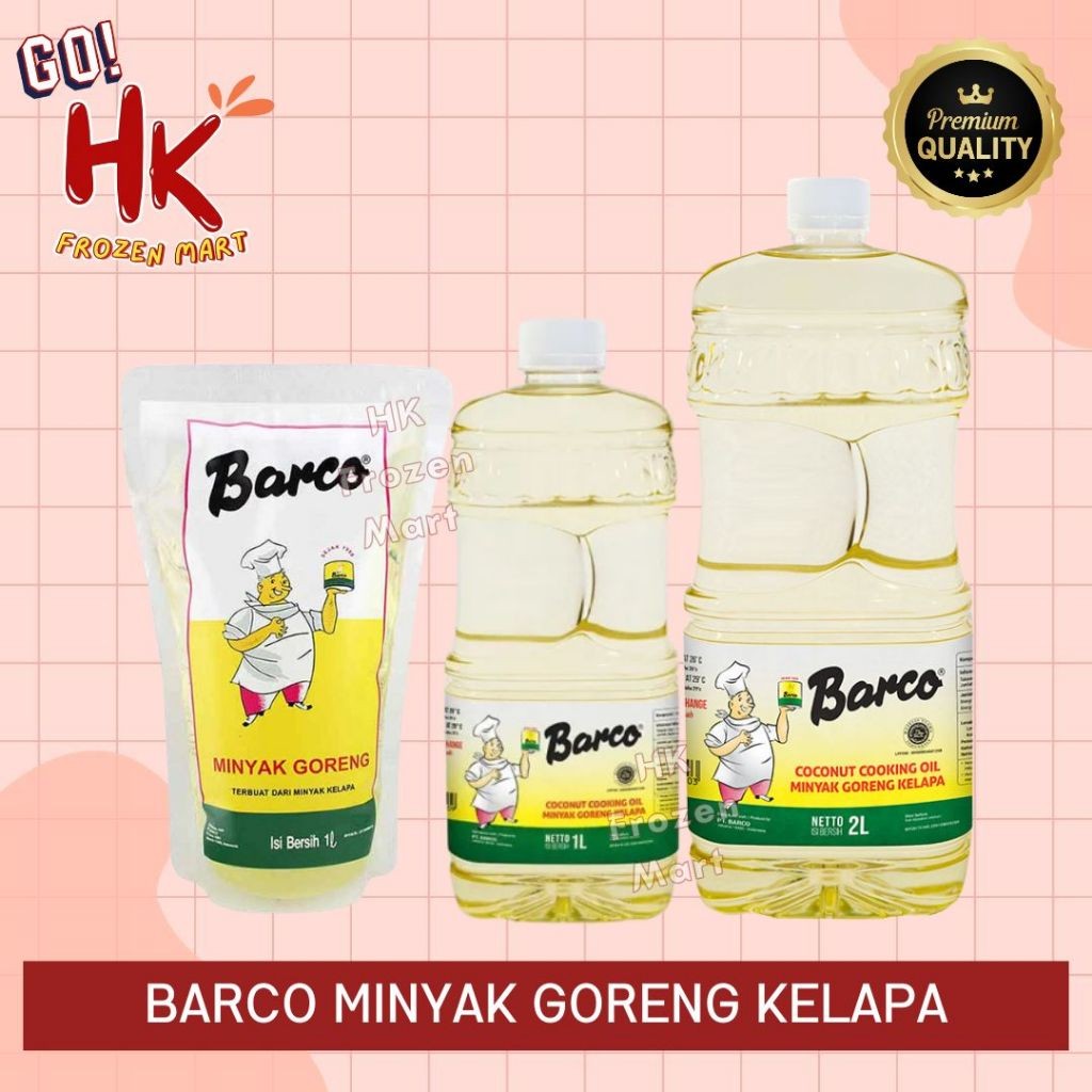 

Barco Minyak Goreng Kelapa Pouch 1 Liter / Botol 2 Liter PREMIUM HK FROZEN MART