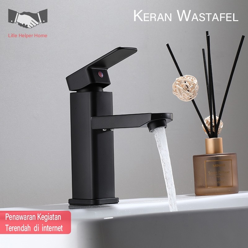 Kran Wastafel 304(Hitam/Perak)kran hitam stainless/kran wastafel 2 cabang/kran murah/kran biasa/kran