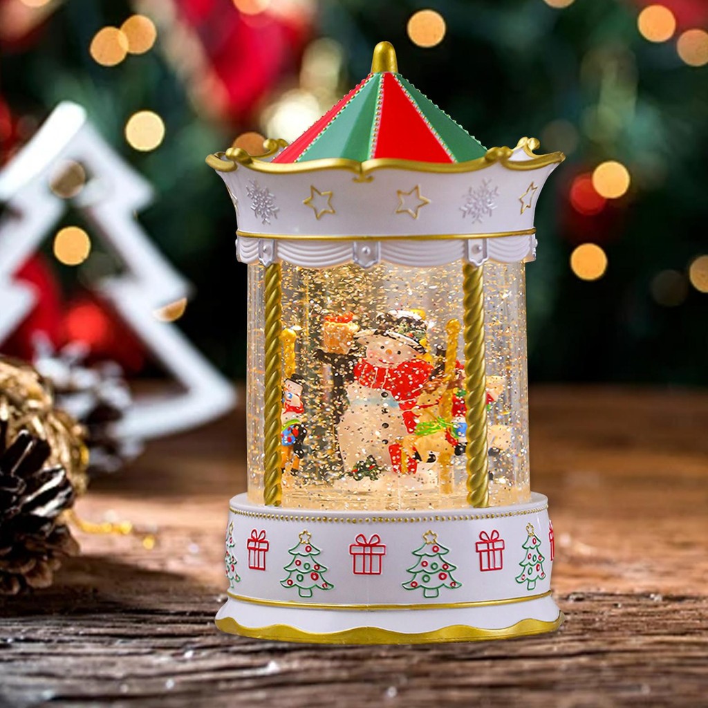 Christmas Music Box Xmas Christmas Snowman Snow Globe for Indoor Centerpiece