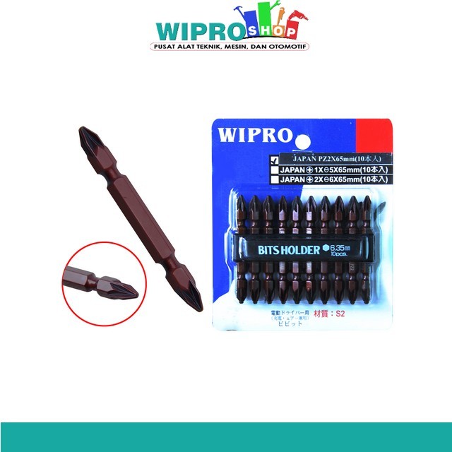 Wipro Double Head Pozidriv Bits , S-2 Coffea Color PZ 1 X 65 MM PZ 2 X 65 MM PZ 3 X 65 MM (Harga Per