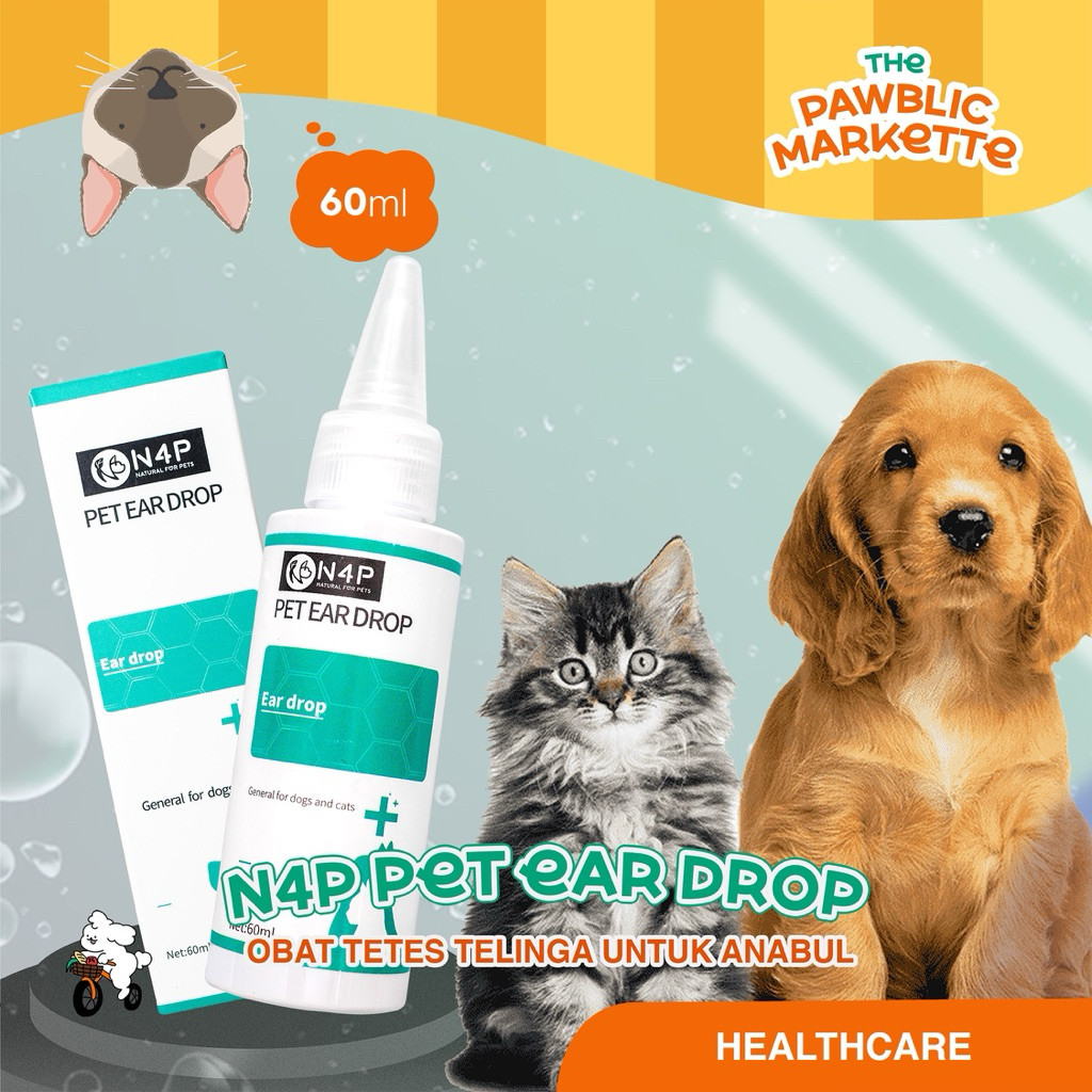 Obat Tetes Telinga Kucing Anjing Premium Ear Mites Kutu dan Infeksi Telinga Hewan 60 ML / N4P Ear Dr