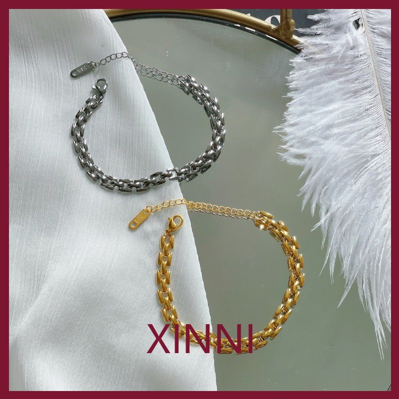 XINNI Gelang Tali Jam Tangan Terlaris Gaya Eropa dan Amerika Gelang Rantai untuk Wanita Berlapis Baj