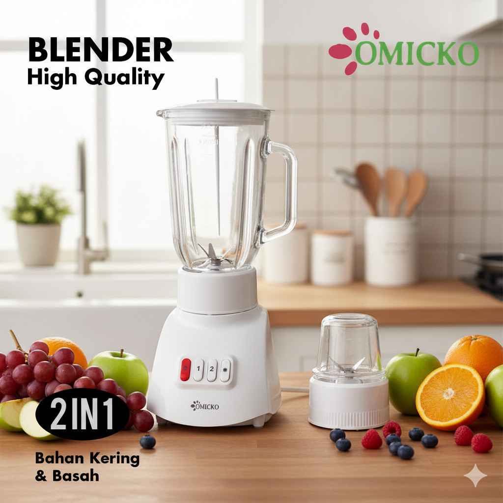 (DAS) BLENDER 2 IN 1 BLENDER KACA OMICKO BLENDER MULTI FUNGSI