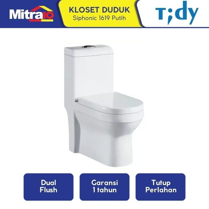 Kloset Duduk Tidy 1619 One Piece 74x40cm Putih - Closet