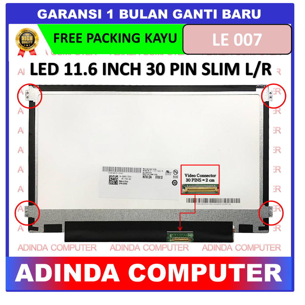 LCD LED Acer 11.6 Inch 30 Pin Kanan Kiri