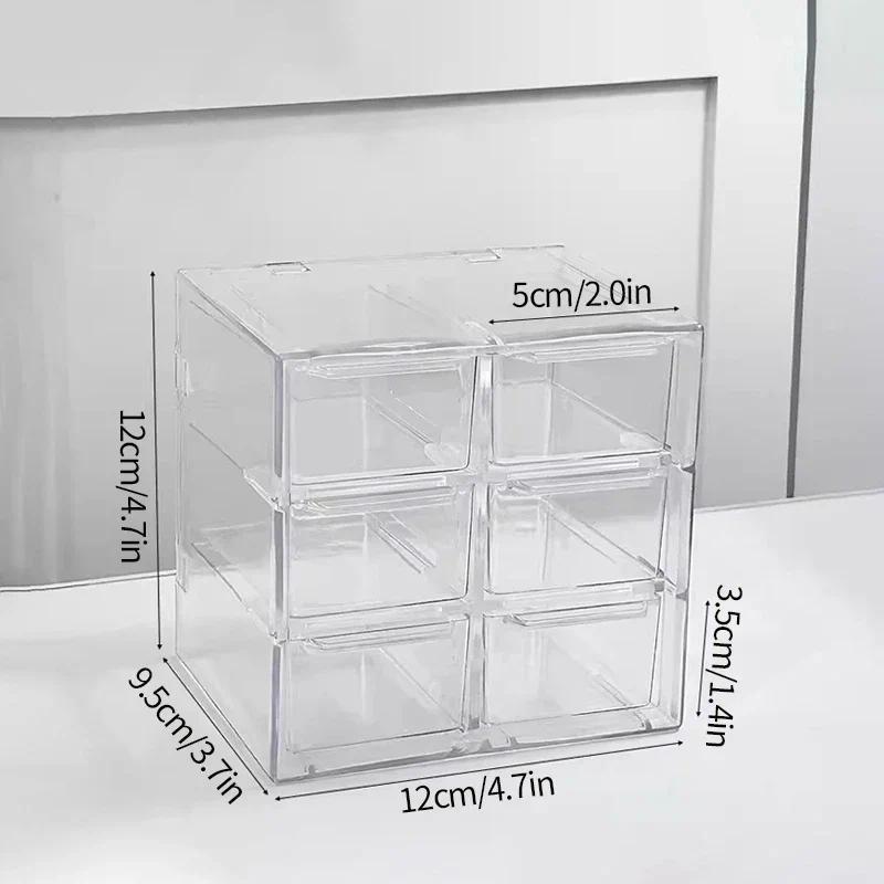 6/9/12 Grids Mini Drawer Storage Box Acrylic Earring Organizer Boxes Transparent Ring Jewelry Cosmey