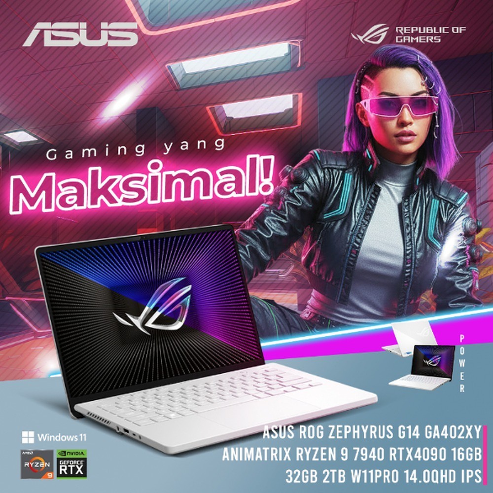 ASUS ROG ZEPHYRUS G14 GA402XY ANIMATRIX RYZEN 9 7940 RTX4090 16GB/ 32GB 2TB W11PRO 14.0QHD IPS