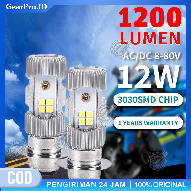 Lampu Depan Motor LED M5 2 Sisi Arus DC 6500K Putih Bersih Super Terang Hemat Energi Bohlam Kaki 1 P