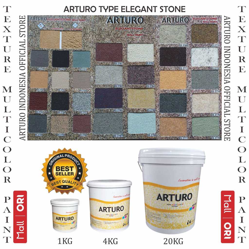 ARTURO Type Elegant Stone Pail 20kg Cat Texture Tone Flakes Tekstur Multicolor Elegantstone (PAIL)