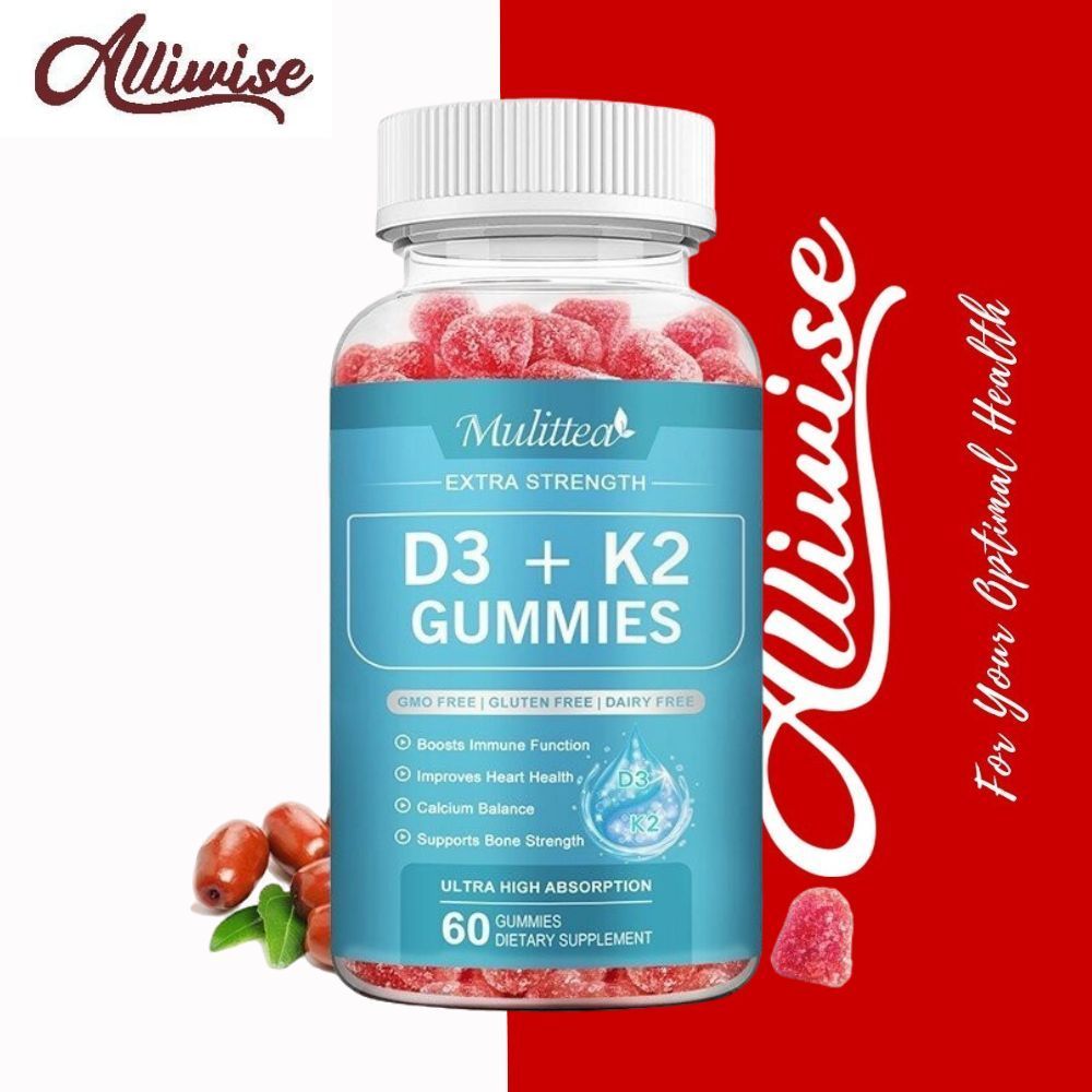 Mulittea Permen Jelly Vitamin D3 K2 Untuk Anak-Anak & Dewasa Mendukung Kesehatan Otot Tulang Gigi