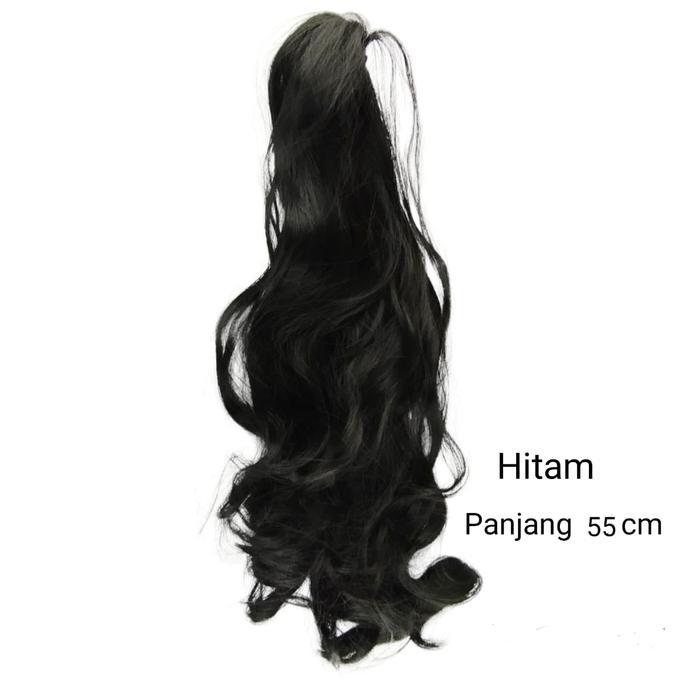 Jepit Rambut Palsu Panjang Curly - HITAM