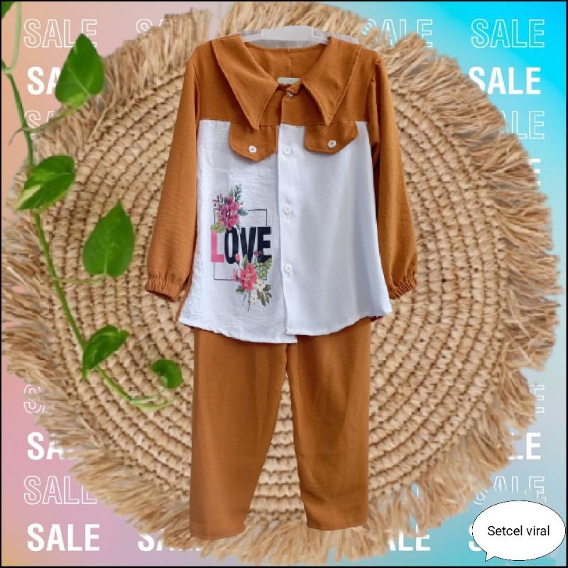 Setelan crinkle airflow anak perempuan//Baju setelan anak Set anak crinkle terbaru