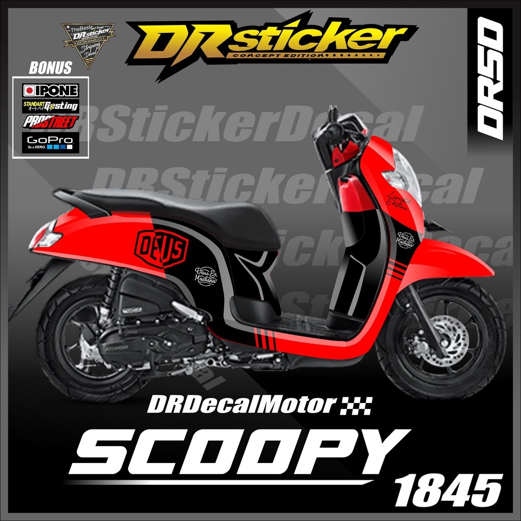 Scoopy 2016-2019 Decal stiker fullbody sticker decal Scoopy Desain logo deus