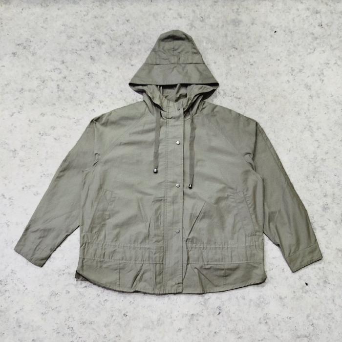 jaket wanita korea VISIT outer wanita korea hijau army crop top murah bagus