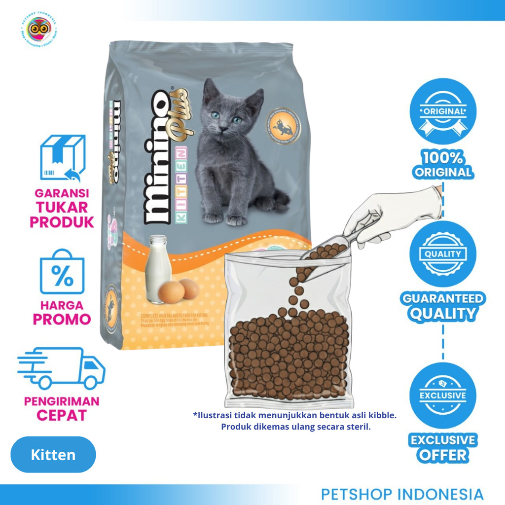 Minino Plus Kitten Repack 500gr - Makanan Kering Anak Kucing