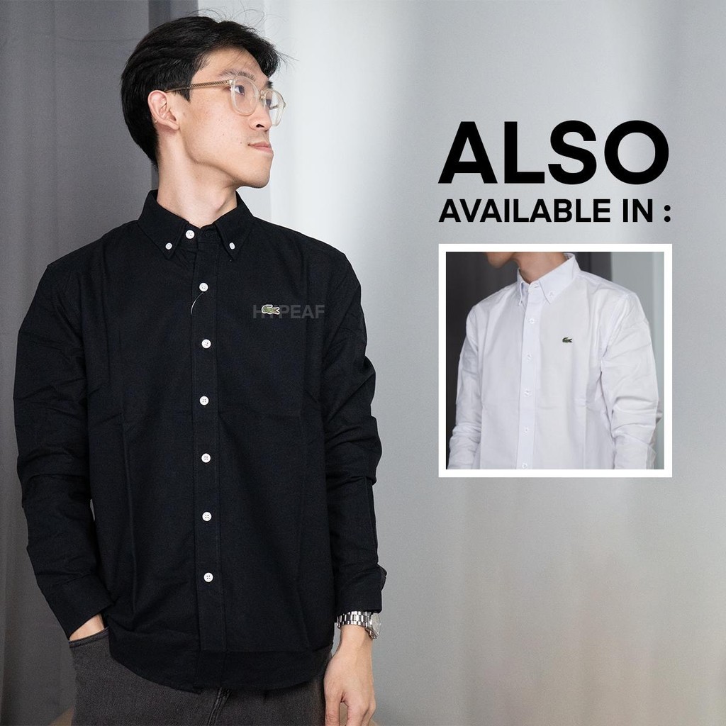 LACOSTE Long Sleeve Waven Shirt Authentic / Kemeja Lengan Panjang LACOSTE Original