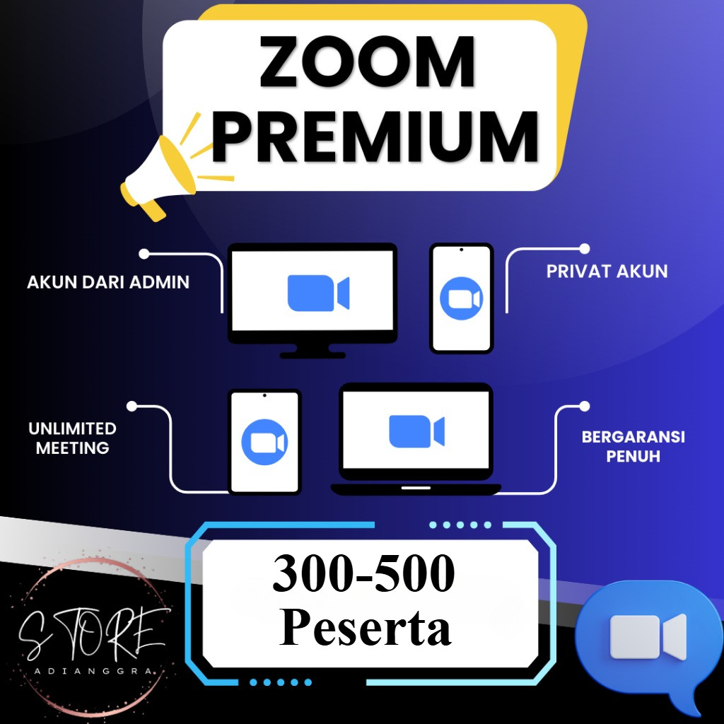 Zoom Pro Premium 300-500 Peserta Unlimited Meeting Full Garansi