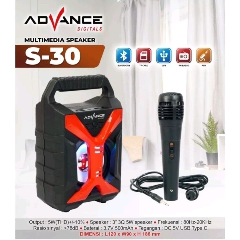 [GARANSI RESMI ] SPEAKER ADVANCE S30+MIC ADVANCE/speaker karaoke s30+mic