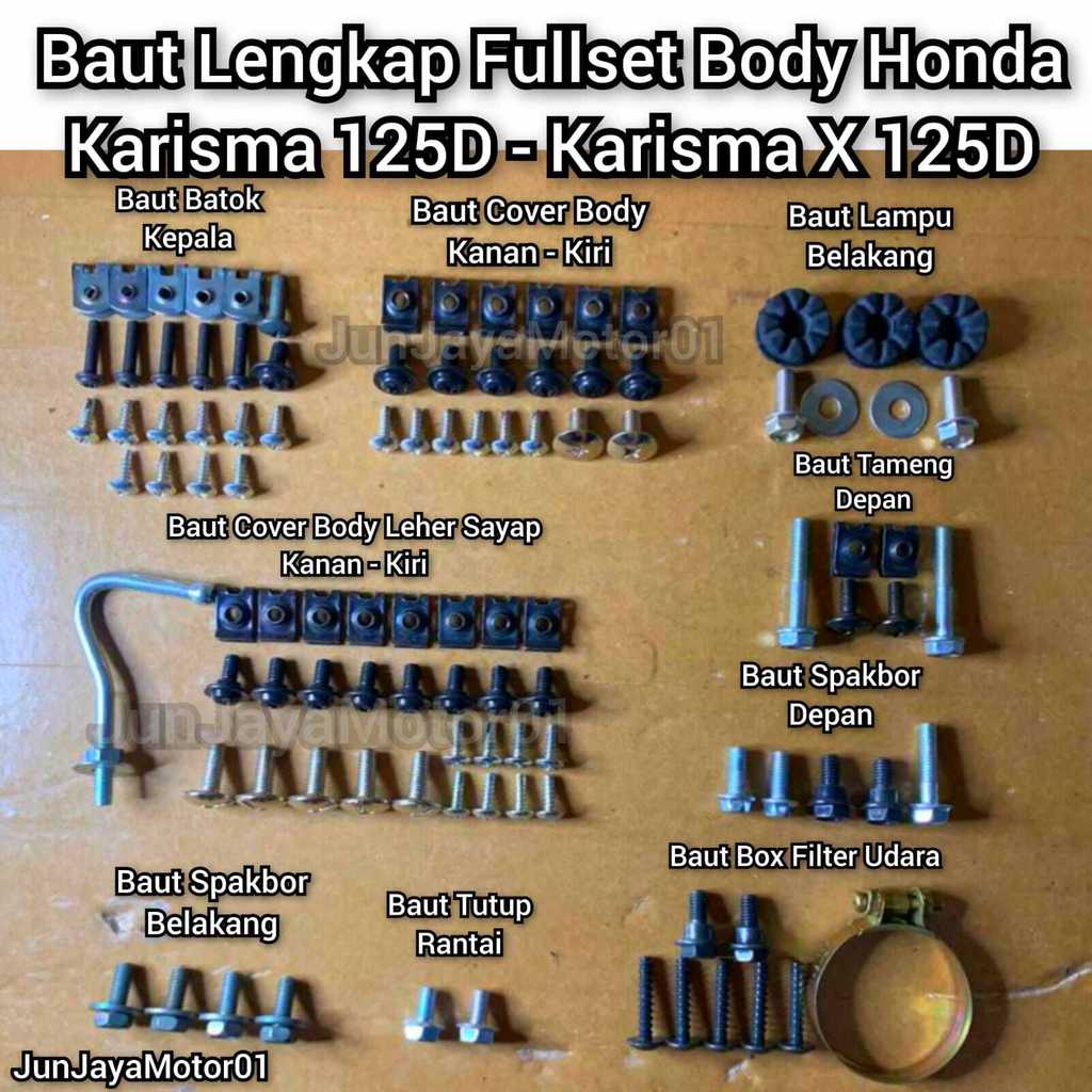 Baut Lengkap Fullset Body Honda Karisma 125D - Honda Karisma X 125D / Baut Full Set Bodi Honda Karis
