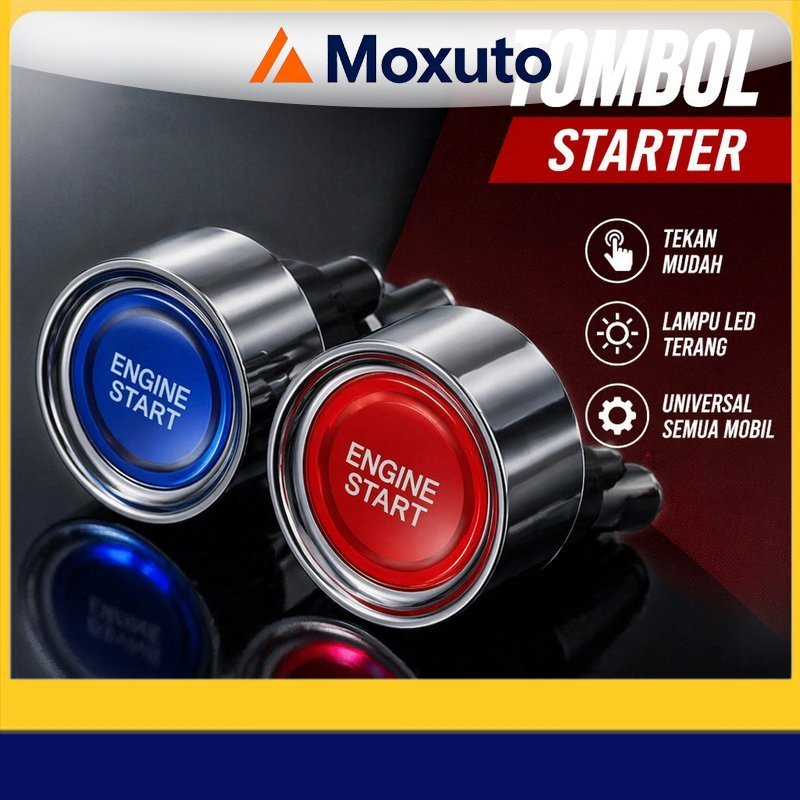 Saklar Tombol Start Led Mobil Universal Engine Start Keyless 12V 50A On Off Anti Air